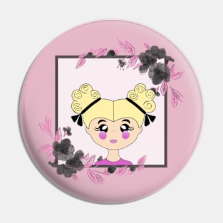 GIRL Power Pretty Woman Pink Floral Pin