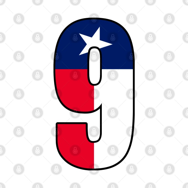 Number 9 Texas Flag by la chataigne qui vole ⭐⭐⭐⭐⭐