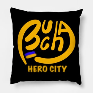 Bucha. Ukraine hero cities (UHC). Pillow