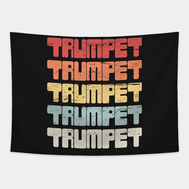 Retro Vintage 70s TRUMPET Text Tapestry by MeatMan