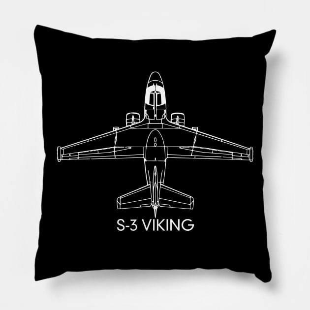 S-3 Viking Anti-submarine Jet Plane Blueprint Diagram Pillow by Battlefields