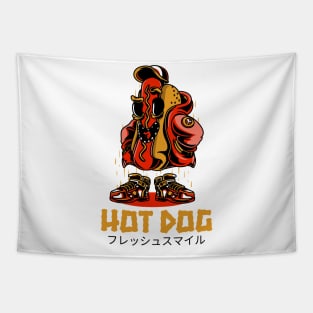 Hot Dog Funny Cartoon Characters Tapestry