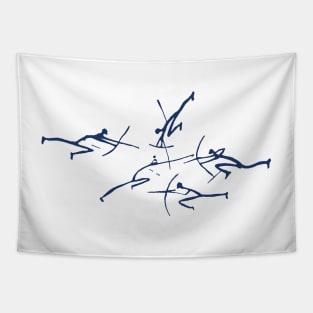 Minimalist Paleolithic Bow Fight Tapestry