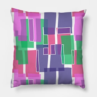 Colorful Indigo Mid Century Modern 60s Style Geometric Cut Outs Pattern Pillow