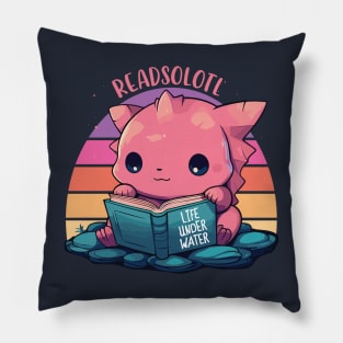 Cute Axolotl Reading Book Bookworm Pillow