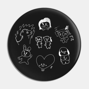 BTS BT21 DRAWING - WHITE Pin