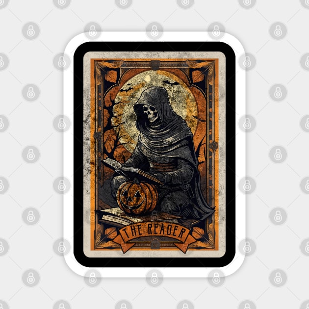 The Reader Distressed Grim Reaper Halloween Tarot Card Magnet by DanielLiamGill