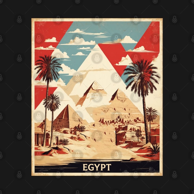 Egypt Pyramids of Giza Vintage Poster Tourism by TravelersGems