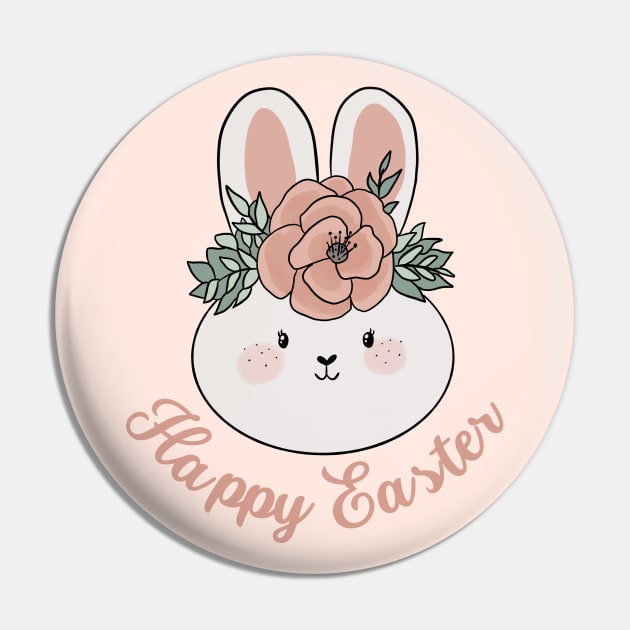 Happy easter cute easter bunny wearing a flower crown Pin by Yarafantasyart