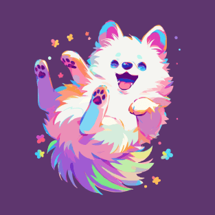 Happy fluffy pomeranian with vivid colors T-Shirt