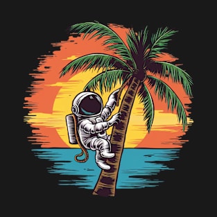 ASTRONAUT CLIMBING A COCONUT TREE T-Shirt