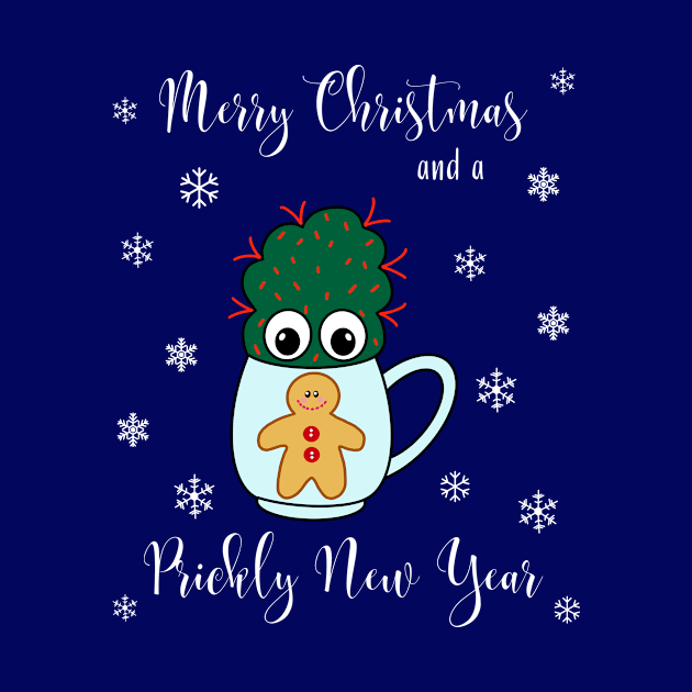 Merry Christmas And A Prickly New Year - Small Cactus With Red Spikes In Christmas Mug by DreamCactus