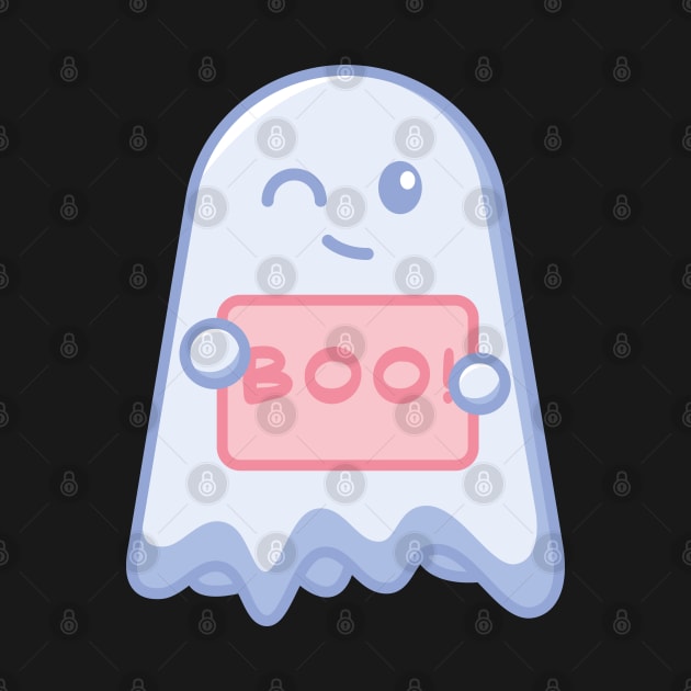 Cute ghost with BOO! sign by Adrian's Outline