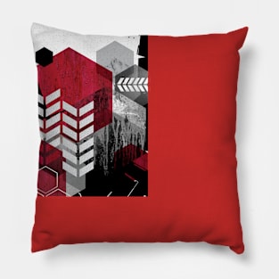 Red and Black Abstract Geo Pillow