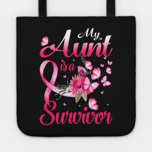 My Aunt Is A Survivor Butterfly Breast Cancer Awareness Tote