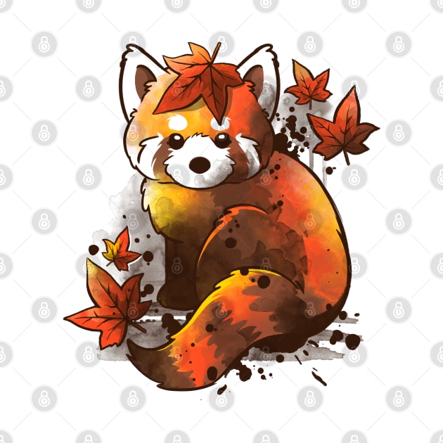 Red panda red leaves by NemiMakeit