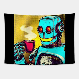 Coffee Love by Robot in Space Artificial Intelligence Pop Art t Style Tapestry