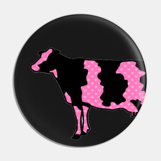 Pink Hearts Dairy Cow Silhouette  - NOT FOR RESALE WITHOUT PERMISSION Pin