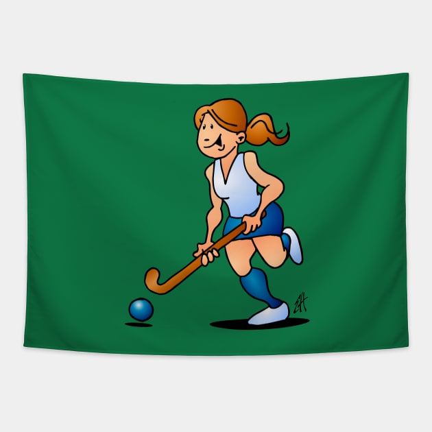 Field hockey girl Tapestry by Cardvibes