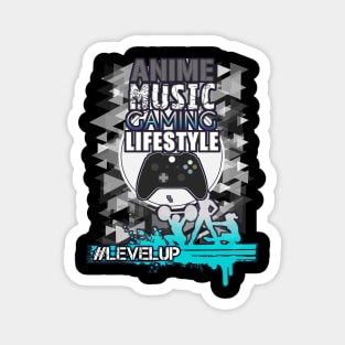 Anime Music Gaming Lifestyle - Social Media Hashtag Level Up Magnet