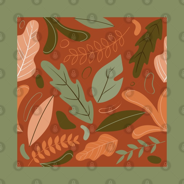 Fall leaves pattern - orange background by PAVOCreative