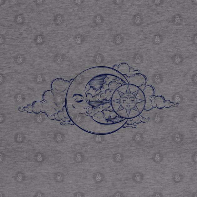 Sun Moon Night Sky Clouds Tattoo Illustration Clouds Hoodie