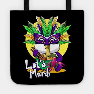 Mardi Gras Funny Animals Panda With Ramen Noodles Bowl Crawfish Tote