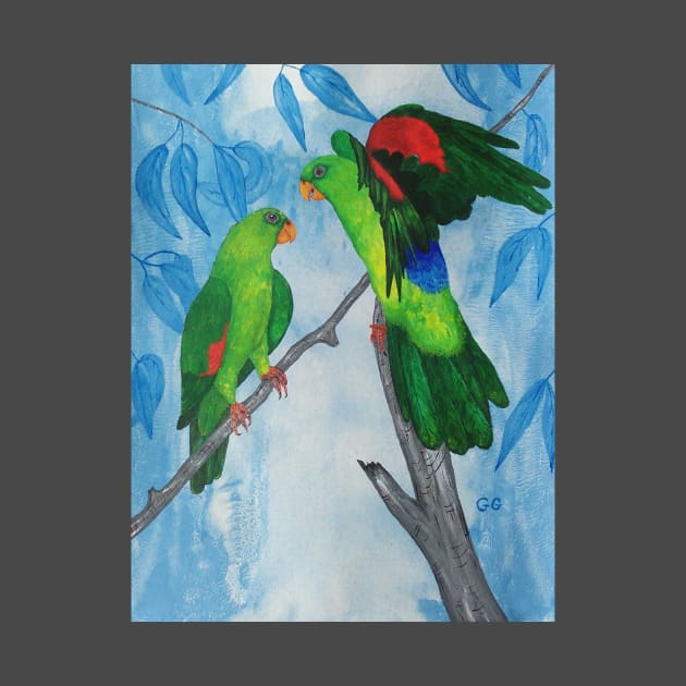 Red-Winged parrots - bird painting. by GarryGreenwood