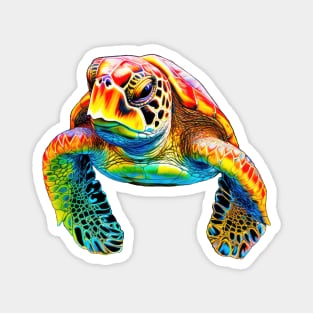 Colorful Rainbow Sea Turtle Magnet