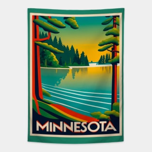 Minnesota Vintage Travel Poster Tapestry