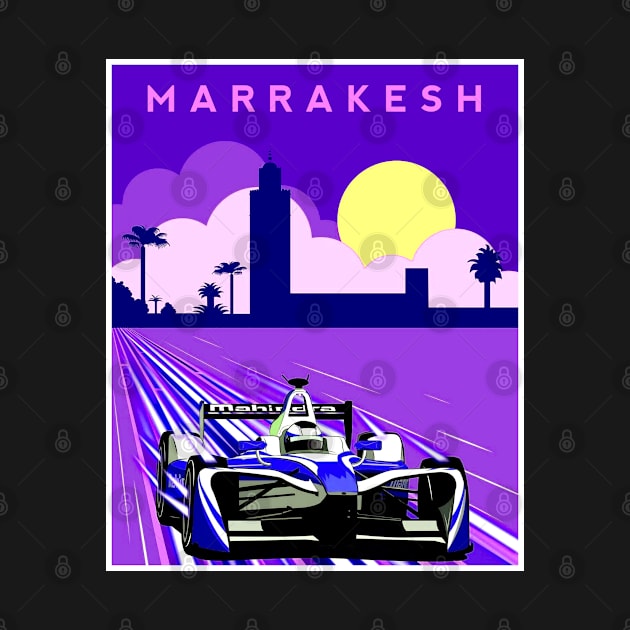 MARRAKESH GRAND PRIX : Colorful Auto Racing Advertising Print by posterbobs