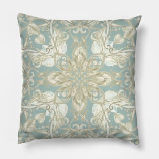 Soft Sage & Cream hand drawn floral pattern Pillow