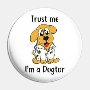 Funny Dog Doctor Cartoon Pin