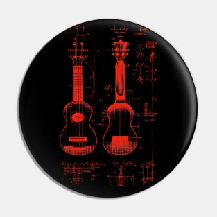 Neon Red Ukulele Da Vinci Blueprint Pin