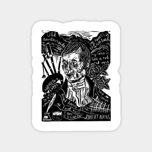 Robert Burns Linocut Magnet