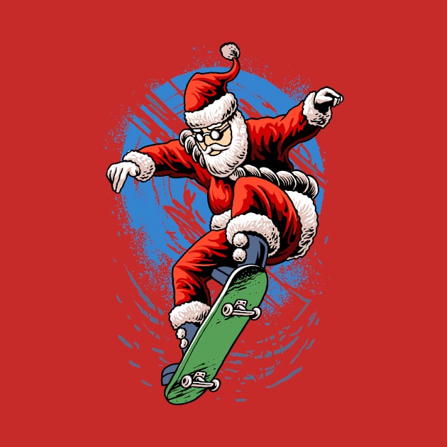 Funny Santa Skater Christmas Love Winter Funny Gift 2021 by DISOBEY