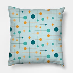 Mid Century Modern Abstract Pattern 29 Aqua, Teal, Orange Pillow