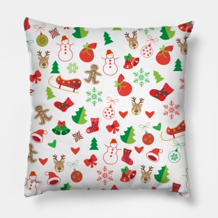 Winter Holiday Christmas and happy New Year Symbols Pillow