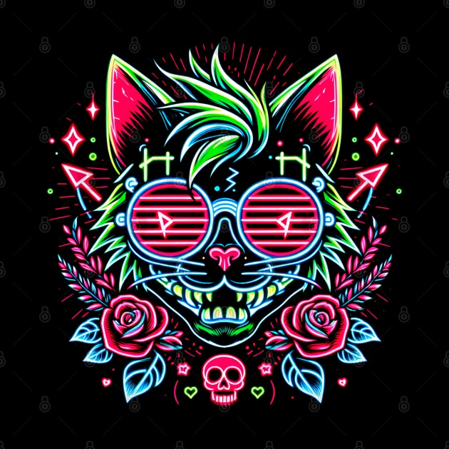 Crazy Neon Alternative Cat by Ryo Li