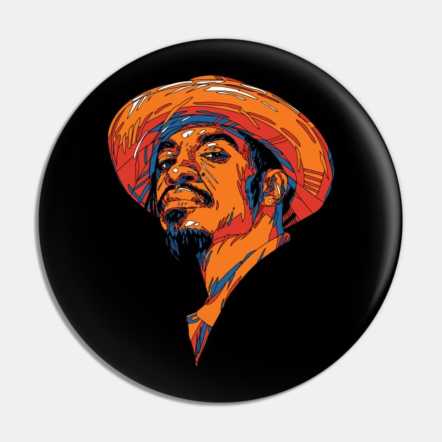 Andre 3000 Illustration Shirt Pin by lazartemarjun