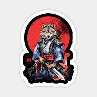 Samurai Warrior Wolf Magnet