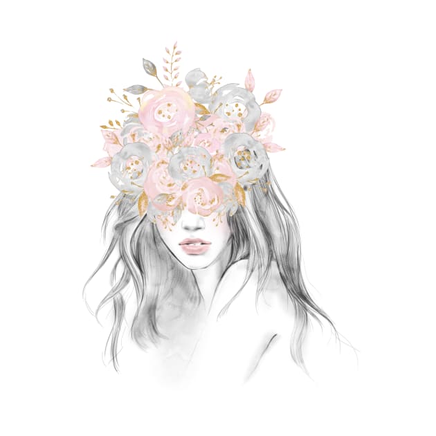 She Had Rose Gold Flowers In Her Hair by NatureMagick