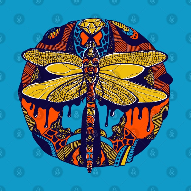 Orange Blue Circle of the Dragonfly by kenallouis