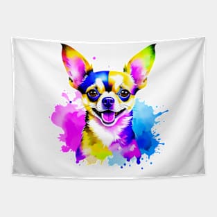 Colorful Chihuahua Splatter Art - Petite Canine Delight Tapestry