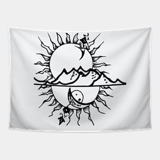 Sun Reflection on Mountains Tapestry