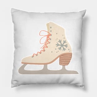 Cute Winter Ice Skate Pattern with Snowflakes Pillow