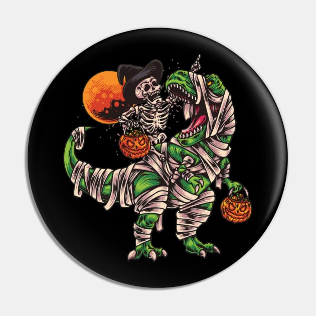 Halloween Skeleton Riding Dinosaur Pin by the.happynista