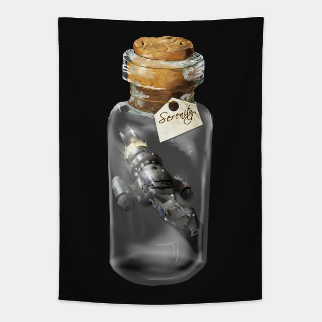 Serenity in a bottle Tapestry by drawnexplore