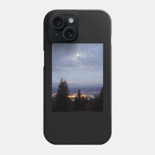 Misty Moon Over the Columbia River Phone Case