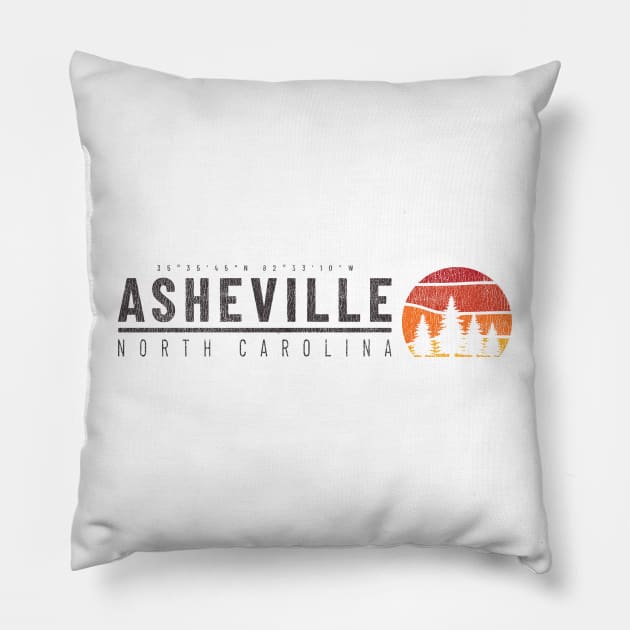 Visiting NC Mountain Cities Asheville, NC Camping Pillow by Contentarama